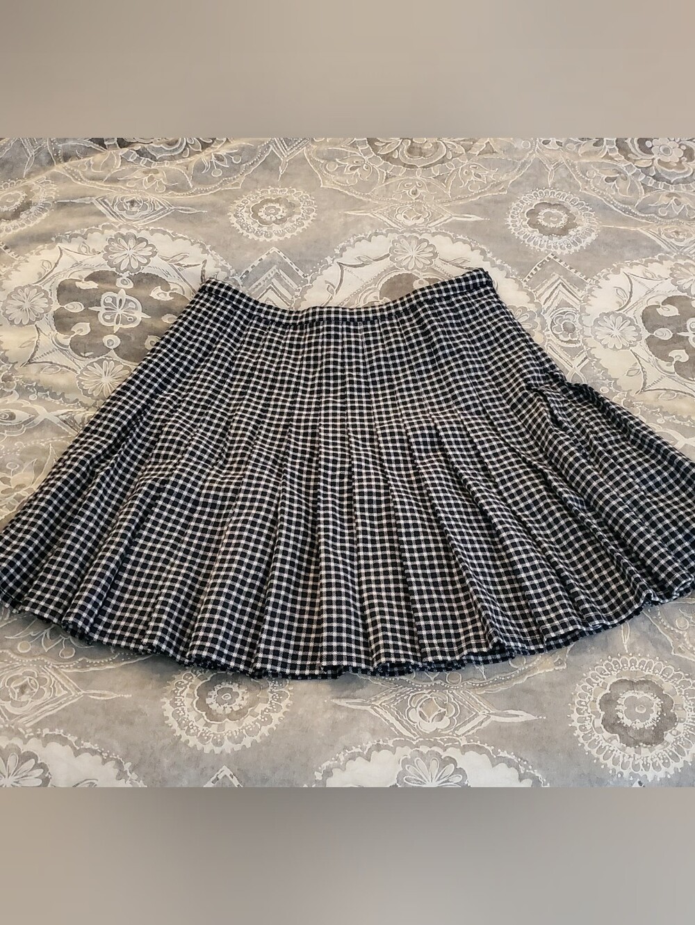 💕 Superdry 💕 Navy And White Gingham Pleated Skirt Size 4